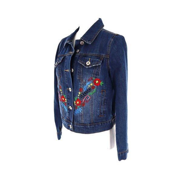 Bagatelle Denim Trucker Jacket Womens S Blue Boho Bohemian Retro Eclectic Casual - Picture 7 of 16